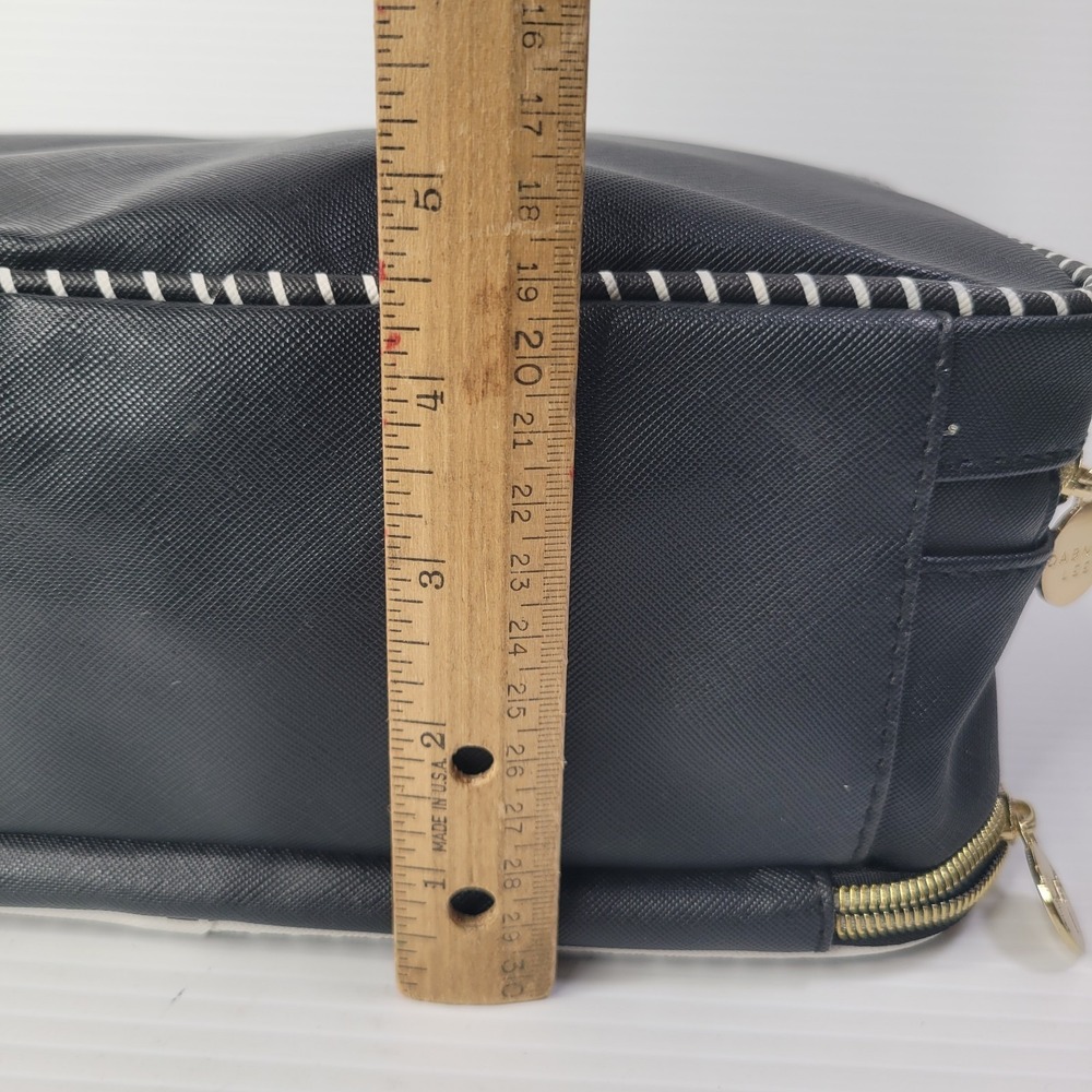 Dabney Lee Large Makeup Bag Zipper Black & White Zebra 2 Section Multi Pockets - Picture 8 of 10